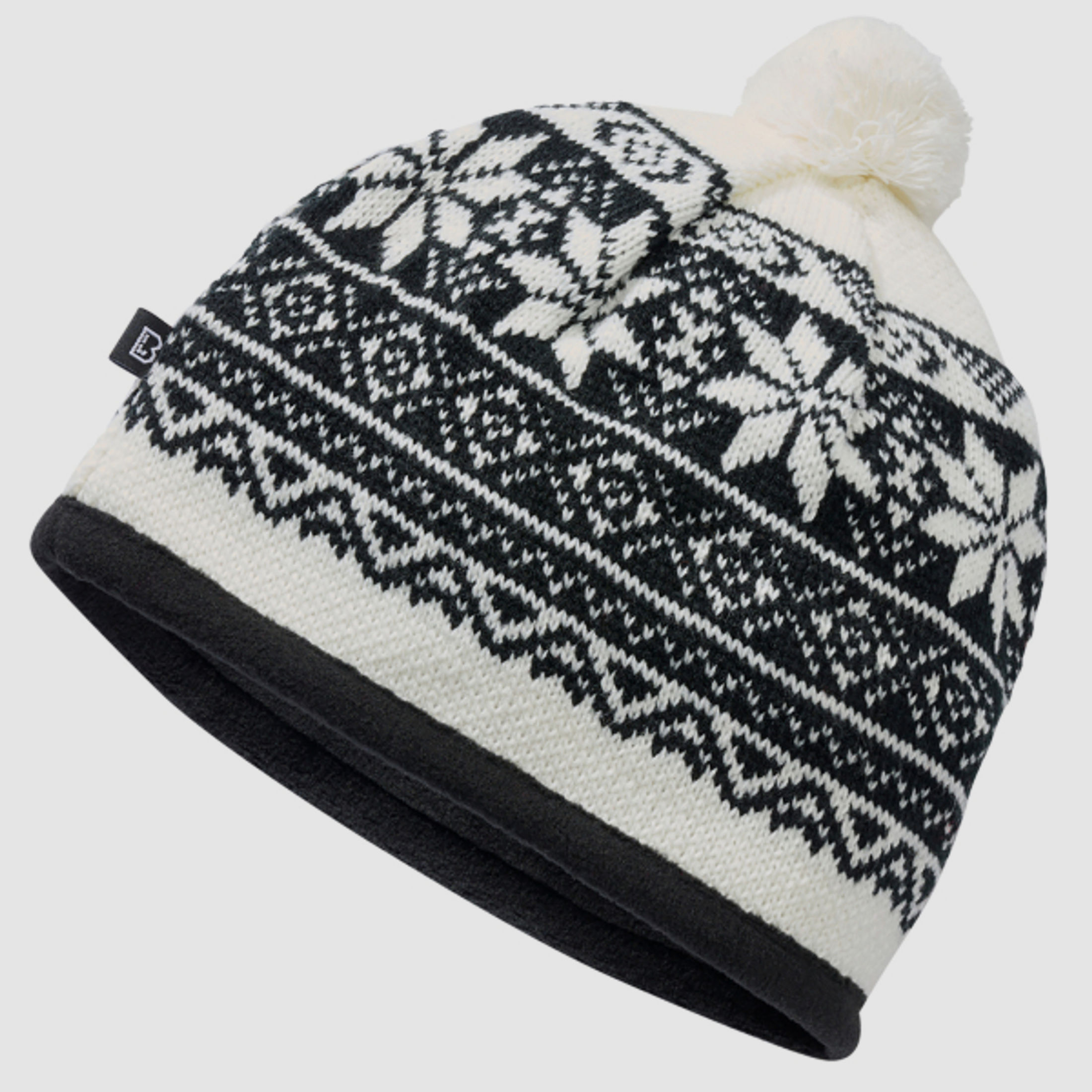 Wintermütze / Snow Cap von Brandit - Weiß - Unigröße - skandinavisches Muster - Pudelmütze
