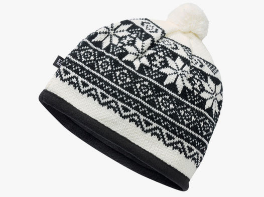 Wintermütze / Snow Cap von Brandit - Weiß - Unigröße - skandinavisches Muster - Pudelmütze