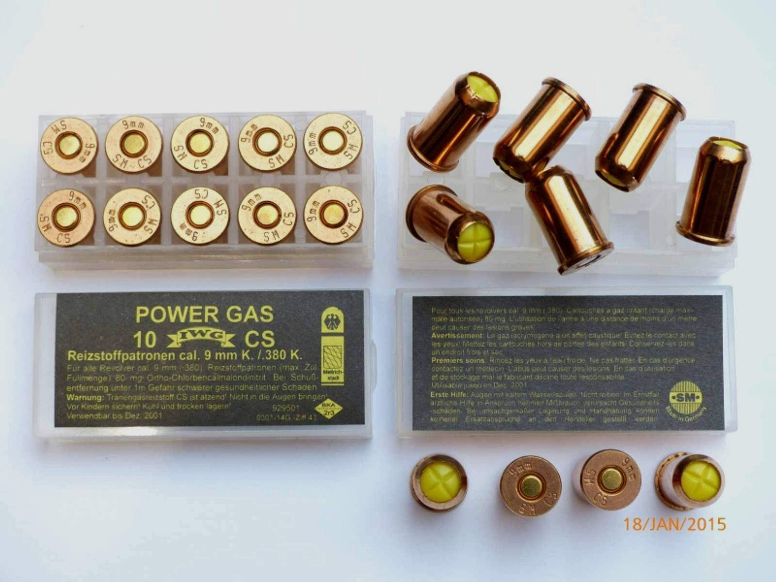 Achtung POWER GAS CS-Patronen Kal. 9mm K./380 K. vom Qualitätshersteller SM