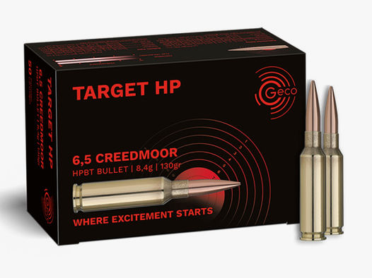 50 Schuss GECO 6,5 CREEDMOOR TARGET HP 130gr 8,4g HPBT Munition MATCH Patronen Hohlspitz #2420105