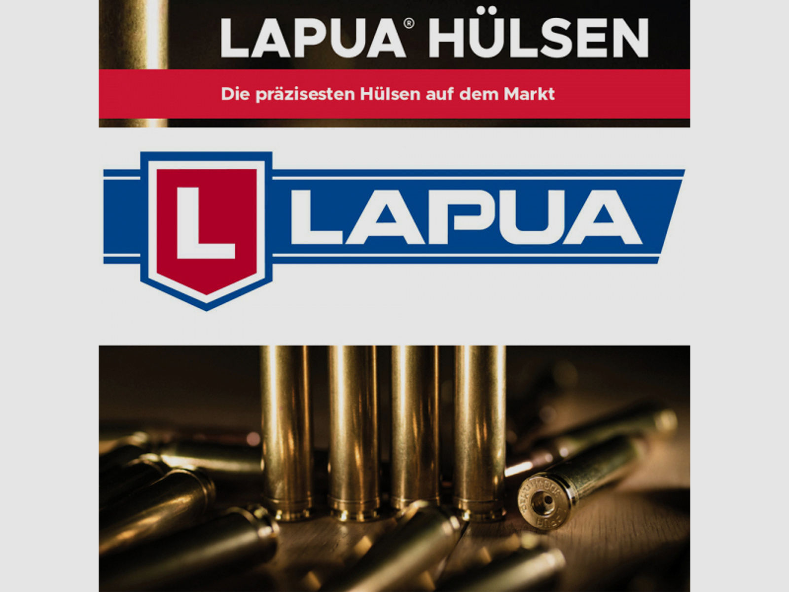 100 Stück LAPUA Hülsen .308 Win.(7,62x51mm) Boxerzündung #4PH7217C inkl. praktischem Papierladebrett