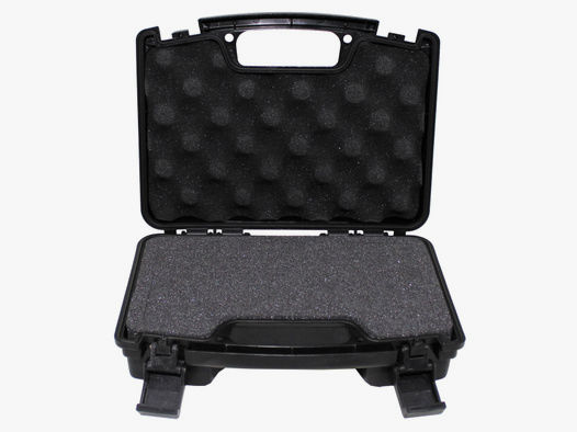 Pistolen-Koffer, Kunststoff, klein, innen 25x14x7cm, abschließbar, Schaumstoffeinsatz, Schwarz