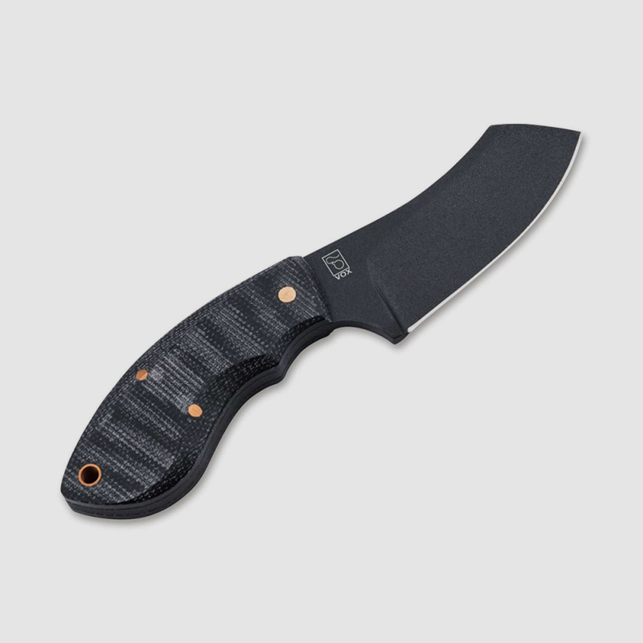 1 x BÖKER Plus RHINO ALL BLACK COPPER - Designer Messer 7,6cm D2 Klinge Micarta Griffschale #02BO085