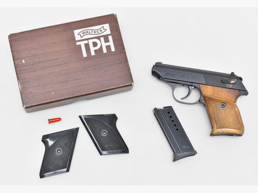 WALTHER / ULM Pistole Modell TPH im Kal .22 LR mit Holzgriff & Reservemagazin in der OVP