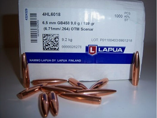 1000 Stück Lapua SCENAR Match Geschosse.264(6,5mm/Dia6,71)139grs/9,0g GB458 #4HL6018