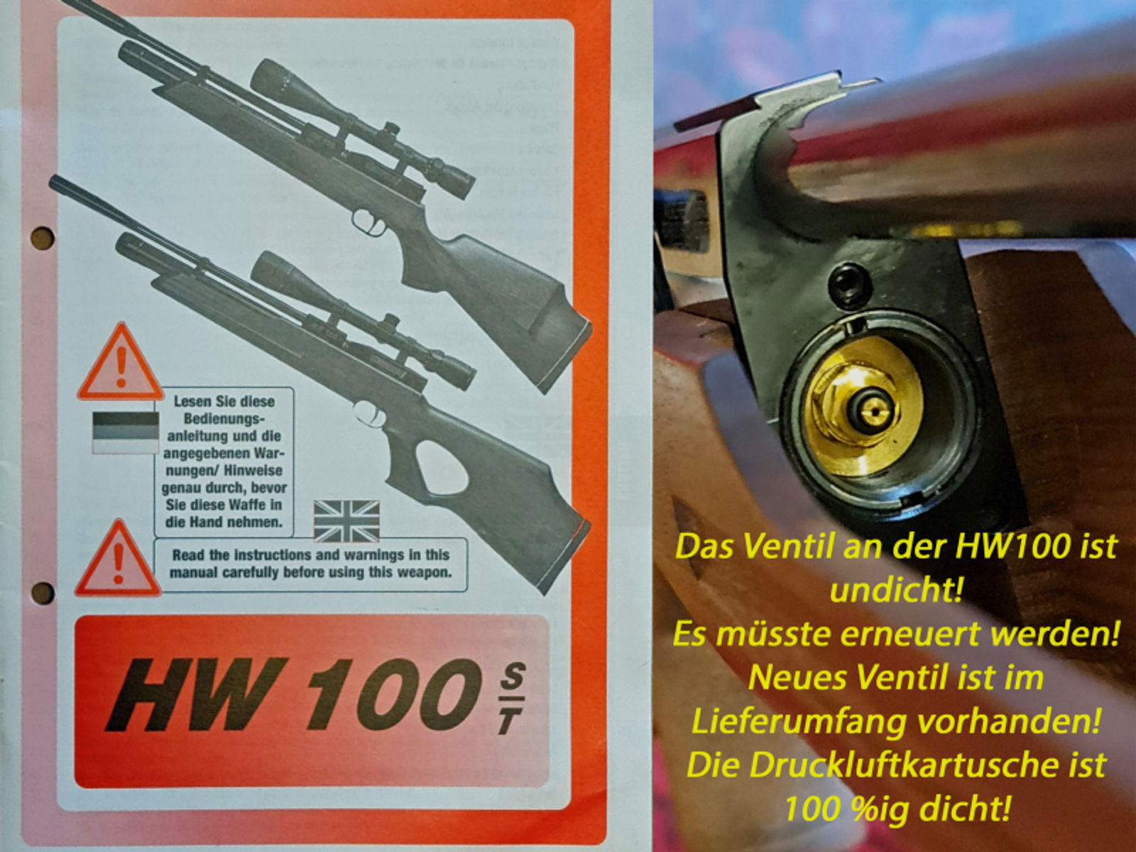 HW100 Pressluftgewehr von Weihrauch 4,5 mm Defekt!