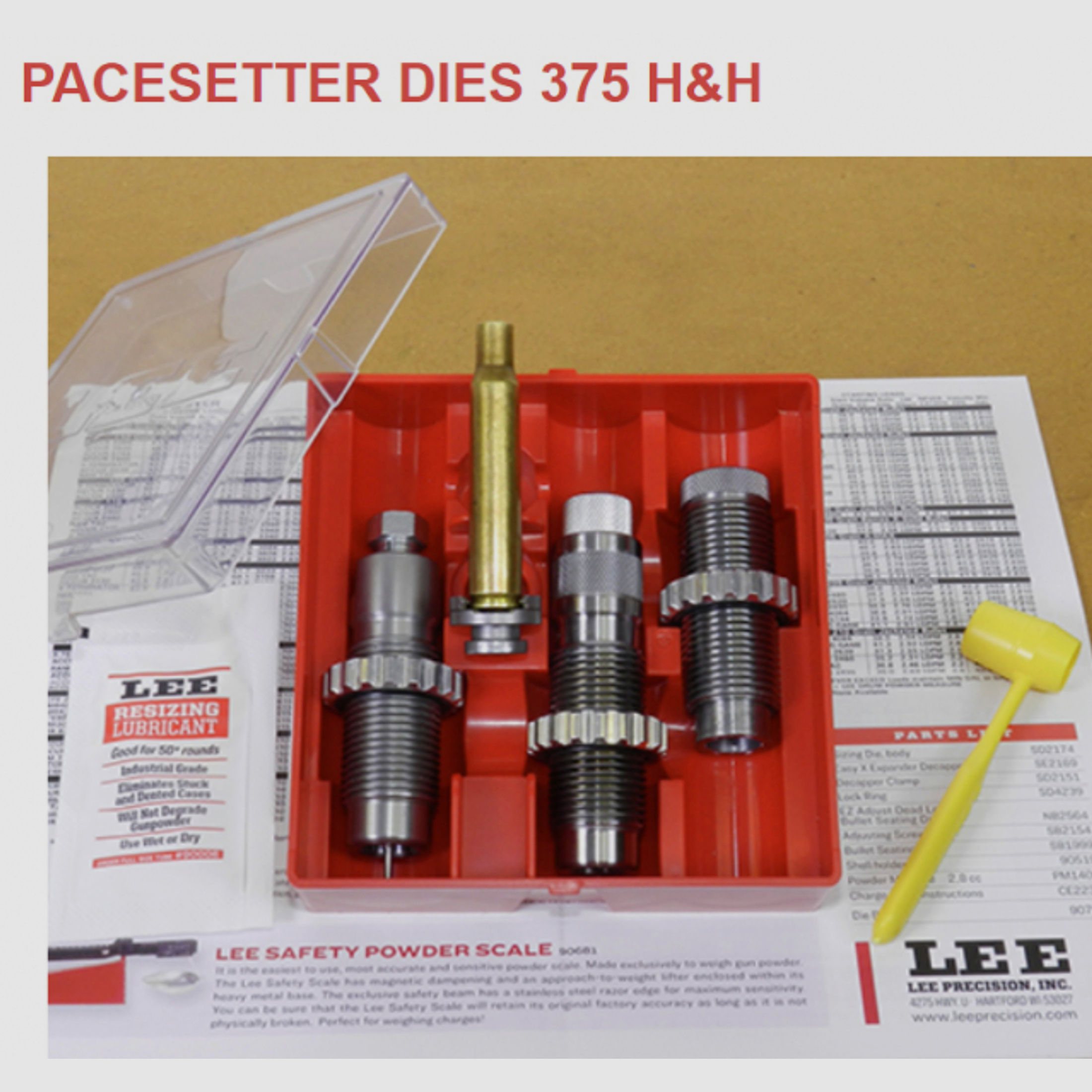 LEE 3-Die-Pacesetter Langwaffen Matrizensatz-SET Full-Length | .375 H&H 375 Holland und H #90559 NEU