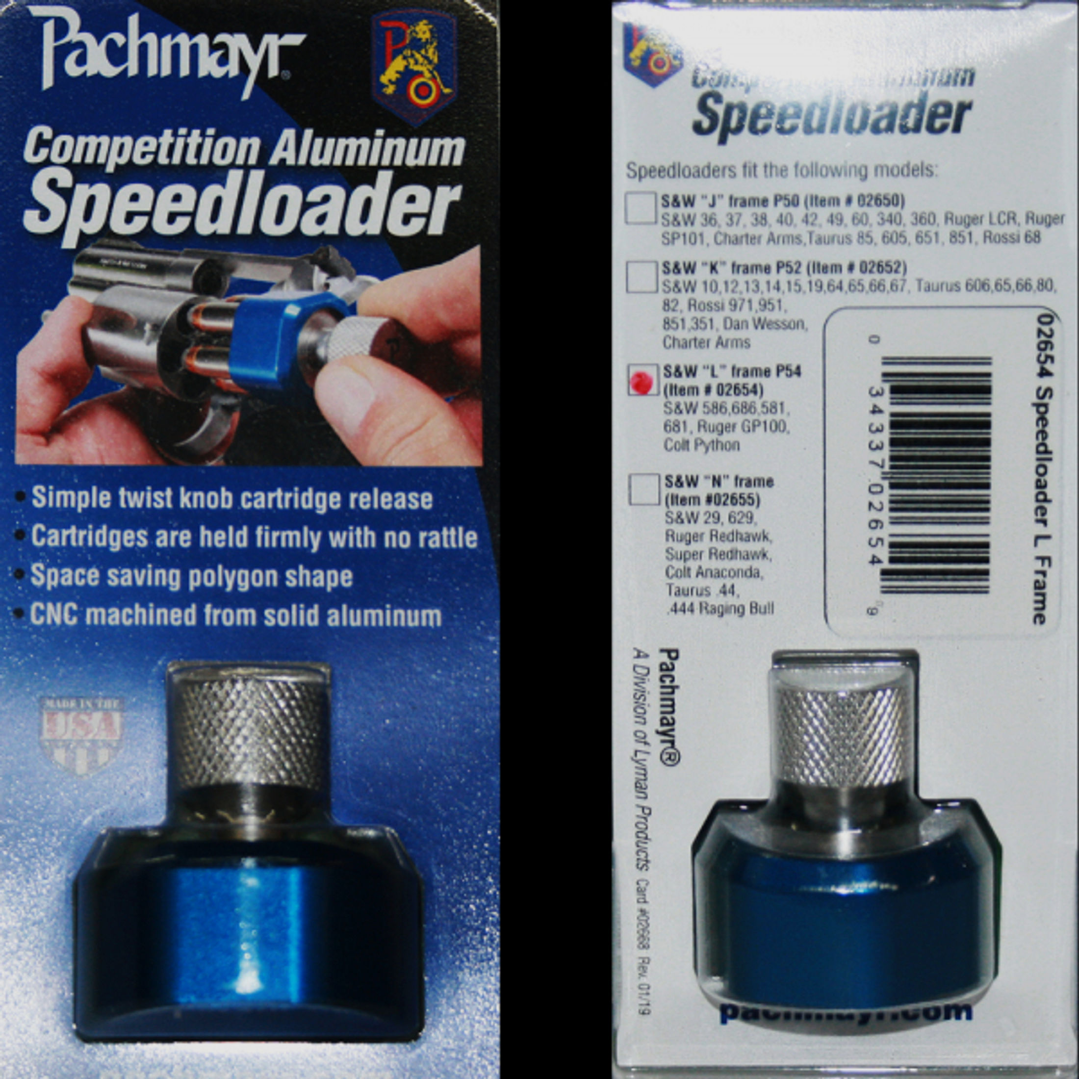 Lyman / Pachmayr - Competition Speedloader Aluminium #02654 - für S&W L-Frame | Colt-Python, 686, GP