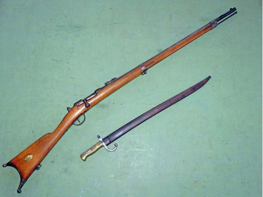 Original Zündnadelgewehr Chassepot Frankreich als Scheibengewehr mit Bajonett