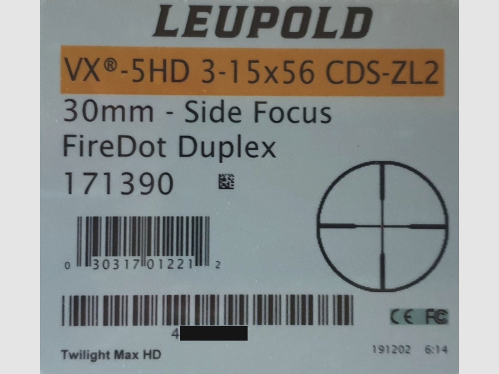 Neuware vom Fachhandel - Zielfernrohr Leupold VX-5HD 3-15x56mm FireDot Duplex mit LP und ASV CDS-ZL2