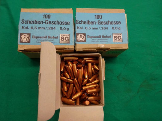 285 Stück RWS Scheiben-Geschosse SG 6,5mm/.264 6.0g
