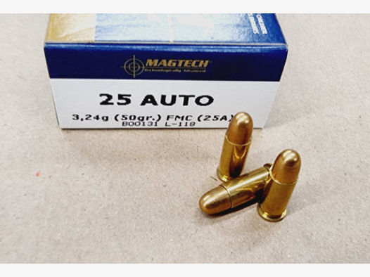 .25 Auto-6,35mm Browning/50grs Magtech FMJ 50 Stk.