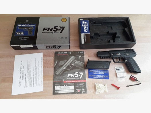 Tokyo Marui #33 FN 5-7, Softair Gasdruck Pistole, unbenutzt in OVP, schwarz