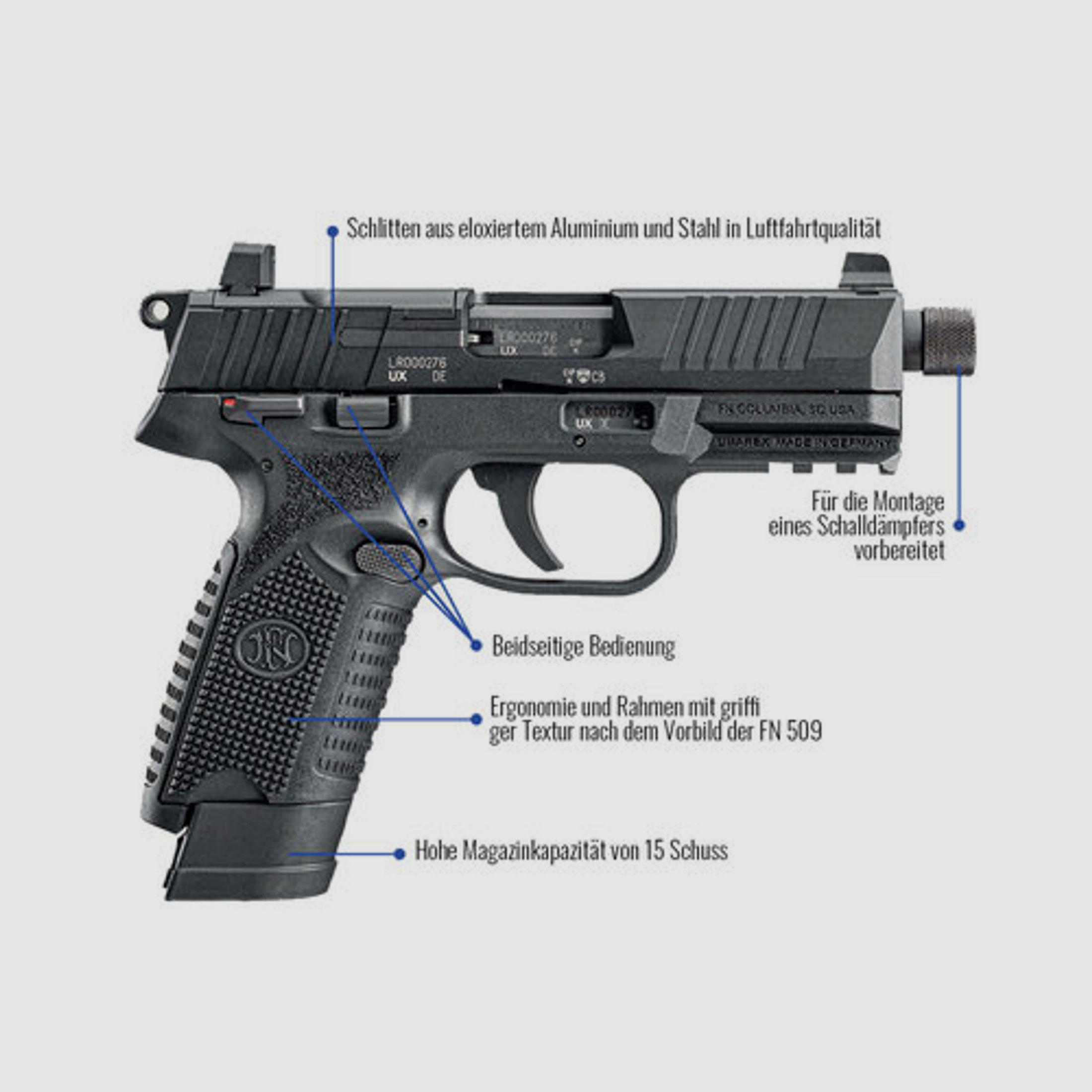 Pistole FN 502 TACTICAL Schwarz