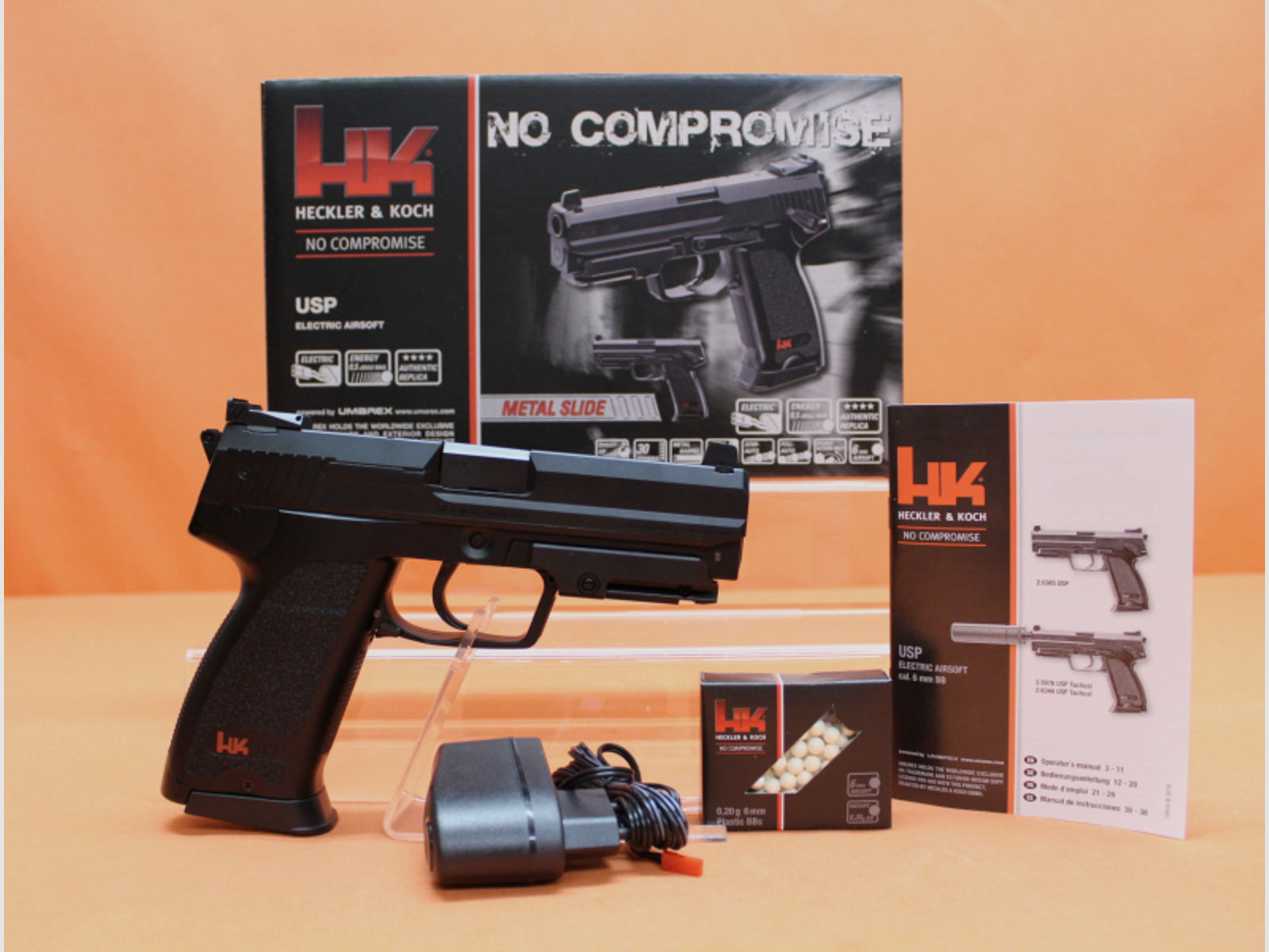 Airsoft AEP 6mm(Bullet) Heckler&Koch® HK USP Pistole System AEP (Full-Auto)/ Shoot-Up, Metalslide
