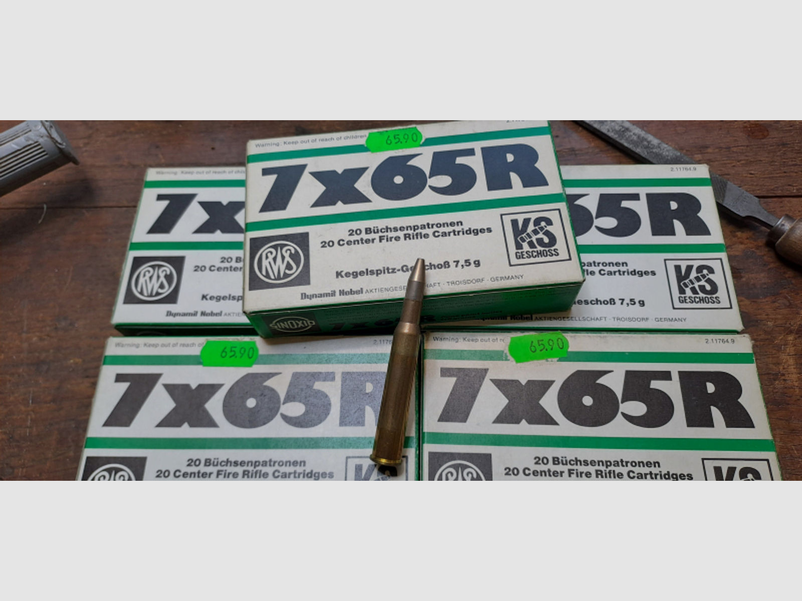RWS 7x65R, Kegelspitz 7,5 gr, 5 Packungen, 100 Stück