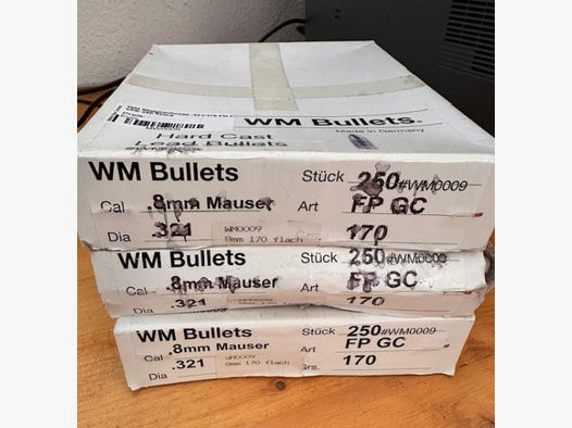 WM Bullets .8mm Mauser .321 170 Gr. FP GC (750St.)