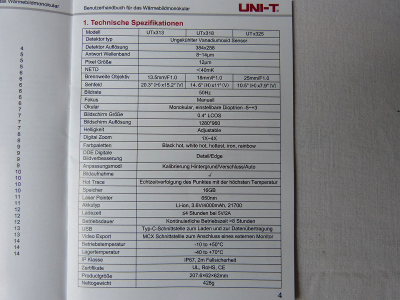 UNI-T Wärmebild-Handgerät UTx318 Wärmebildkamera