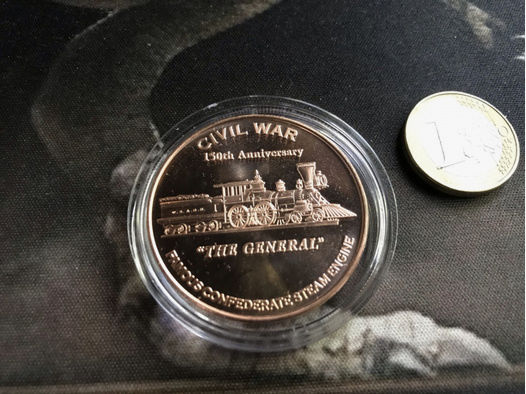 Kupfermünze 1 oz., 1 Unze, Durchmesser 40 mm, Civil War, The General 150th anniversary