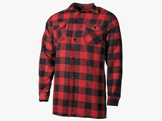 Holzfällerhemd Gr. M (Medium) Rot - Schwarz / Karohemd Flanellhemd