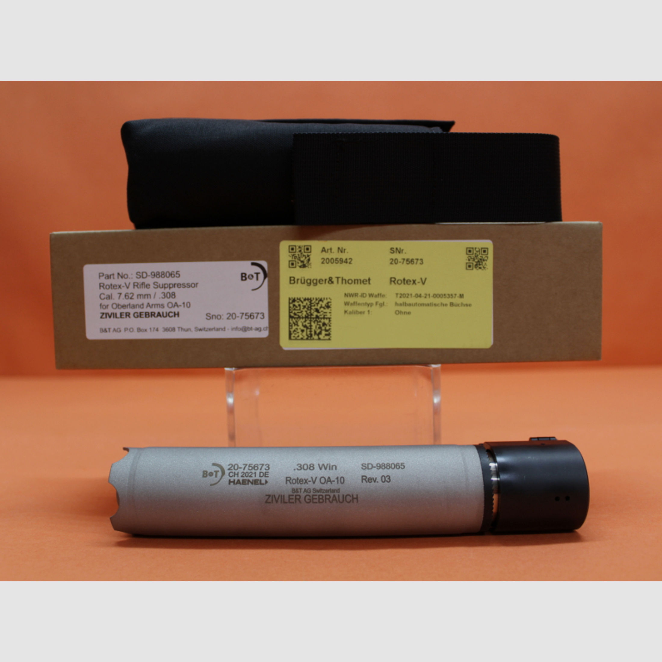 Schalldämpfer .308Win B&T Rotex-V OA-10 (SD-988065) Edelstahl grau (Inconel/ Thermax) QD-Verschluss