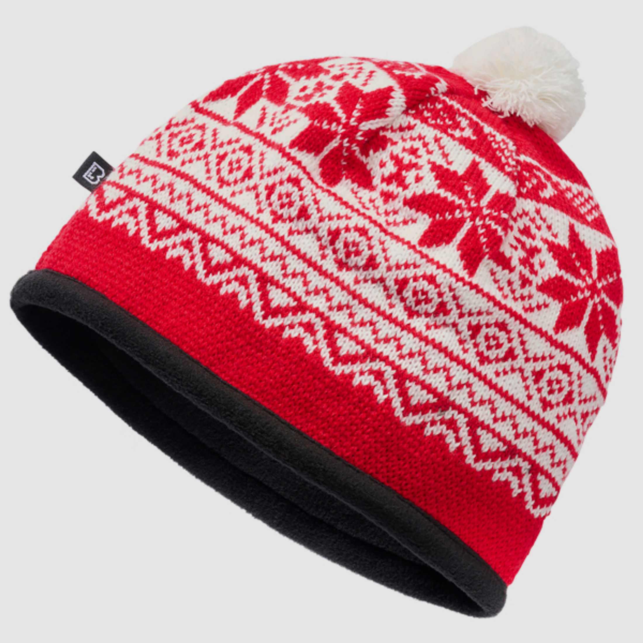 Wintermütze / Snow Cap von Brandit - Rot - Unigröße - skandinavisches Muster - Pudelmütze