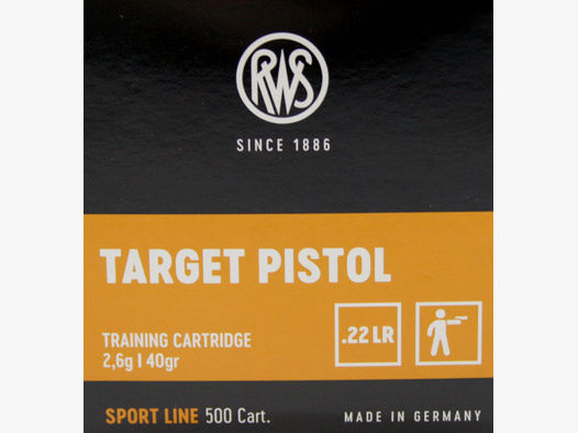 50 Stück / Schuss RWS .22 l.r. lfb KK Munition TARGET PISTOL 40grs 2,6g LRN Blei Rundkopf 285m/s