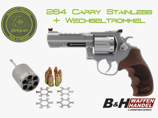 Neuwaffe: Spohr 284 Carry Stainless 4" Revolver .357Mag. mit Wechseltrommel 9mm Made in Germany