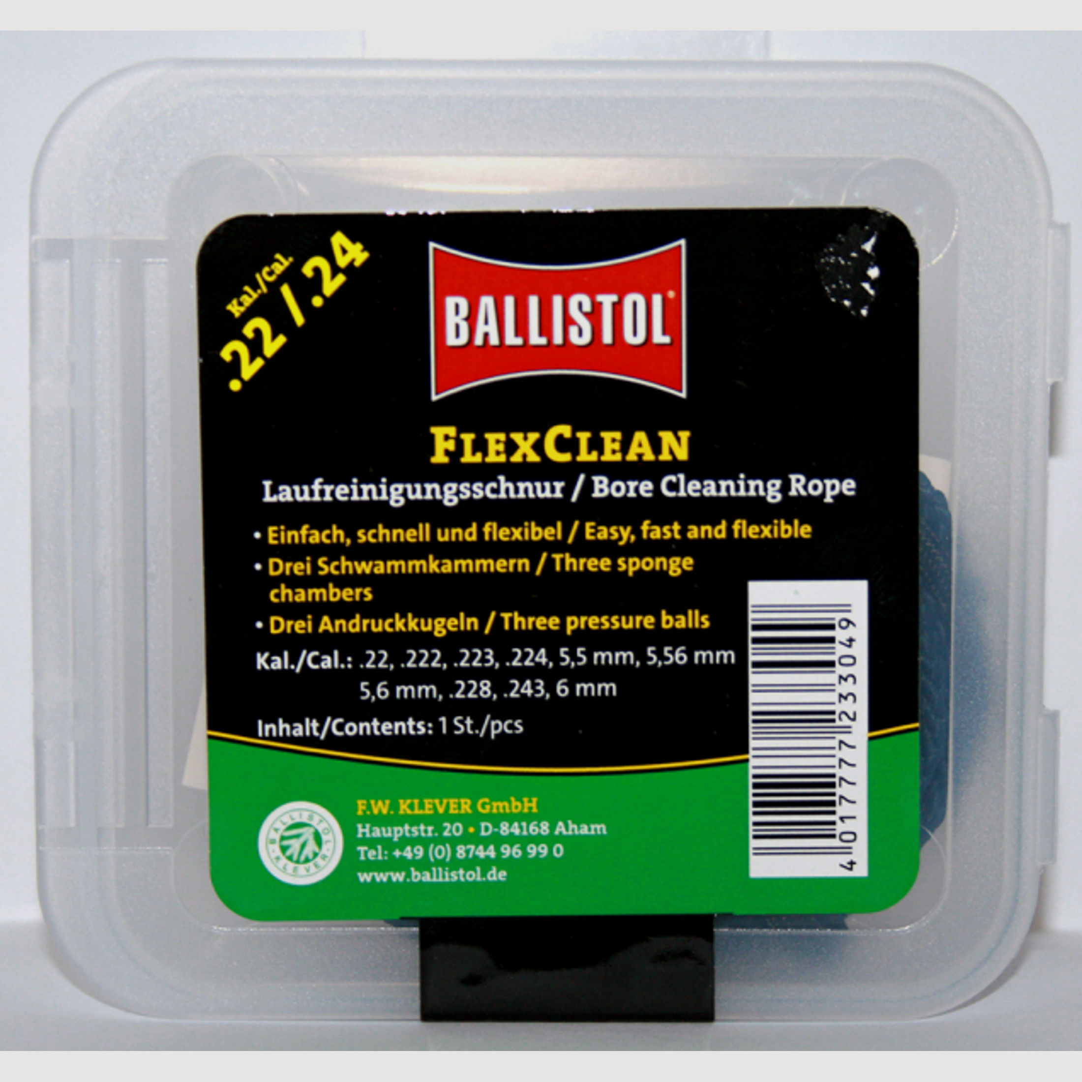 BALLISTOL Laufreinigungsschnur "FLEX CLEAN" > perfekt Kalibergenau für Büchse .22 .222 Rem. .223 224