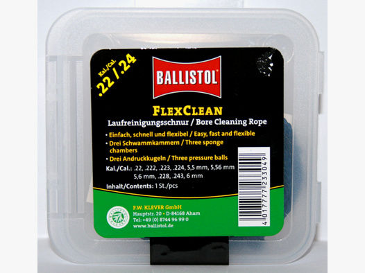 BALLISTOL Laufreinigungsschnur "FLEX CLEAN" > perfekt Kalibergenau für Büchse .22 .222 Rem. .223 224