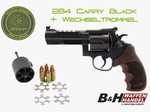 Neuwaffe: Spohr 284 Carry Black 4" Revolver .357Mag. schwarz mit Wechseltrommel 9mm Made in Germany