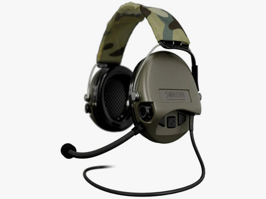 Sordin Supreme MIL CC Gehörschutz - aktiver Militär-Gehörschützer - Nexus-TP120-Downlead, Camoband