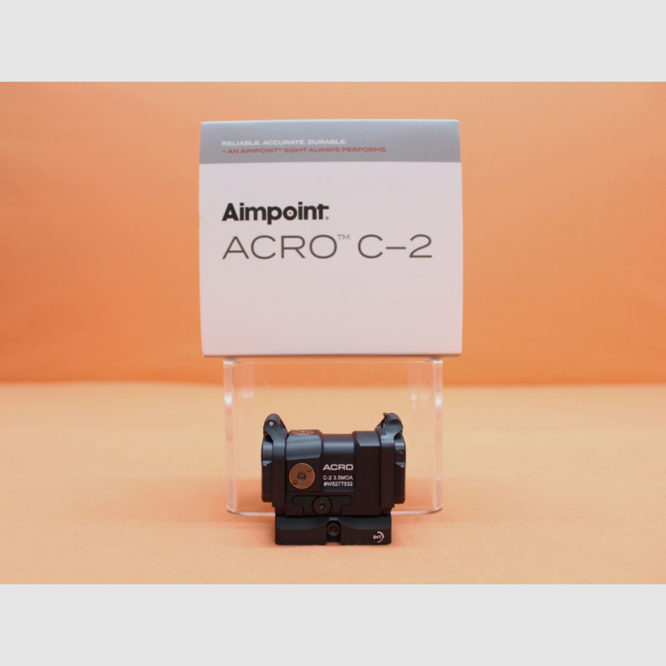 Aimpoint ACRO C-2 (200755) Leuchtpunktvisier 3,5MOA Dot FlipUp Covers/Montageplatte Weaver/Picatinny