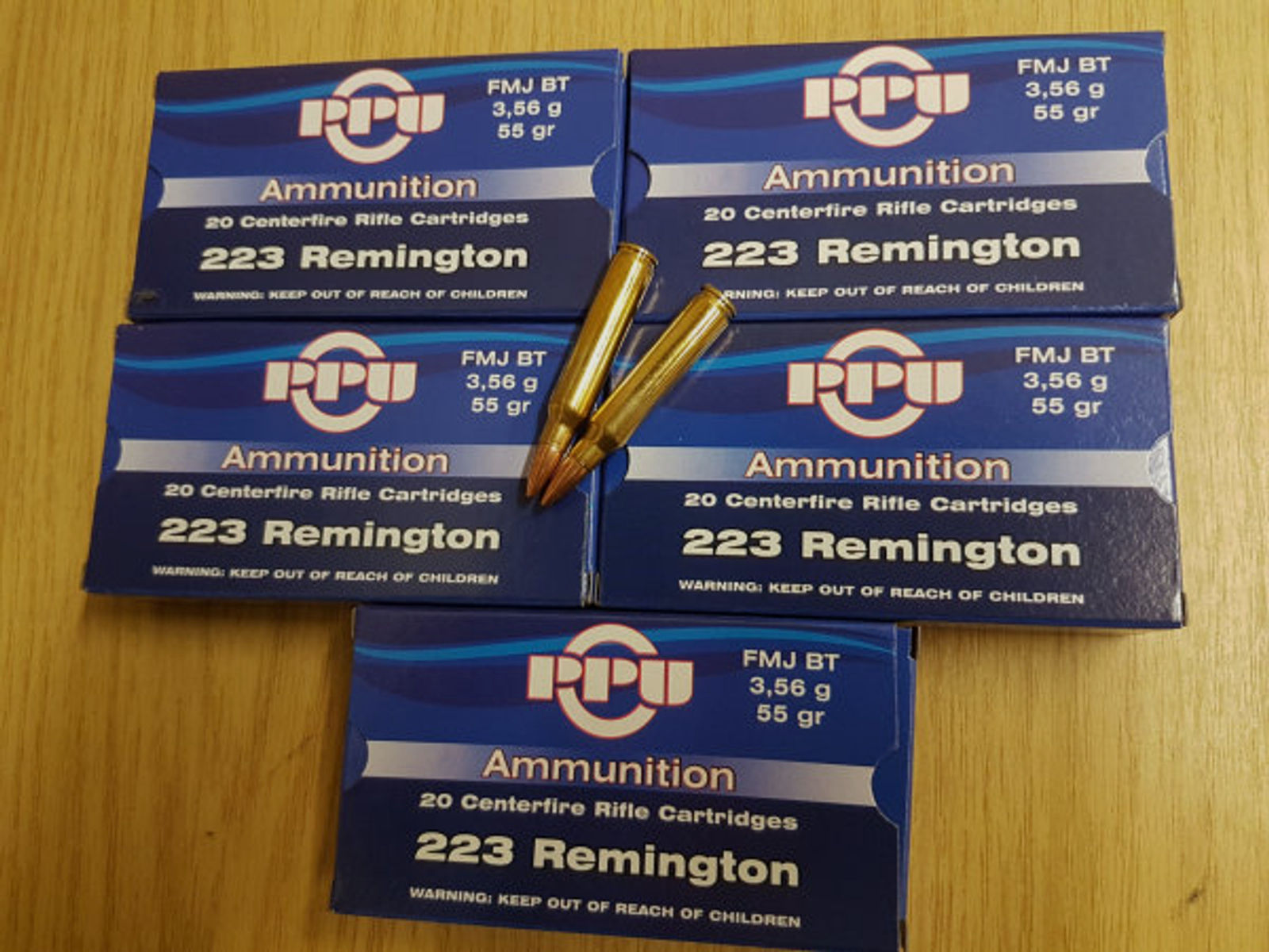 .223 Remington/55grs. FMJBT PPU 100 stk.