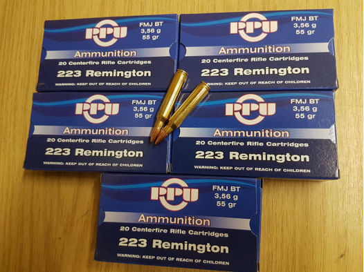 .223 Remington/55grs. FMJBT PPU 100 stk.