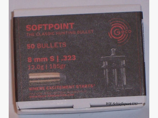 50St. Geco Geschosse 8mm(.323) - 185(12,0gramm) - SOFTPOINT - #214 54 21
