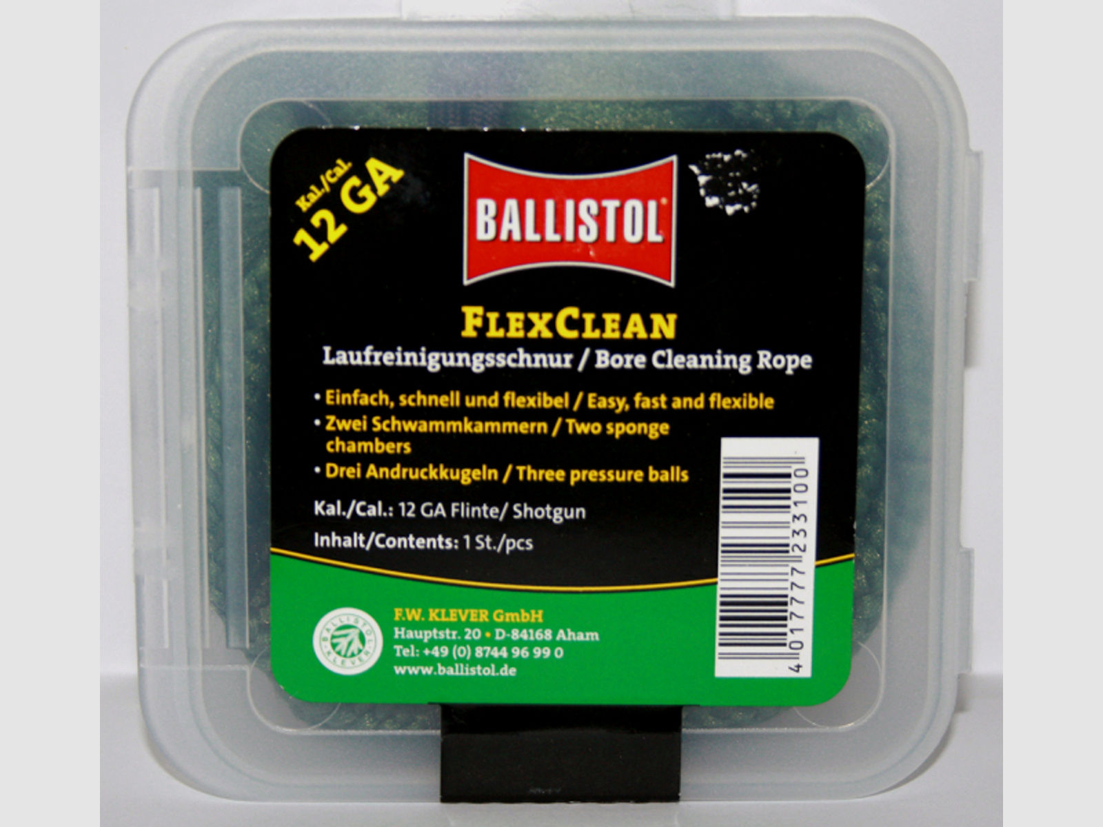 BALLISTOL Laufreinigungsschnur "FLEX CLEAN" > perfekt Kalibergenau für Flinte Kaliber 12GA 12/70 12