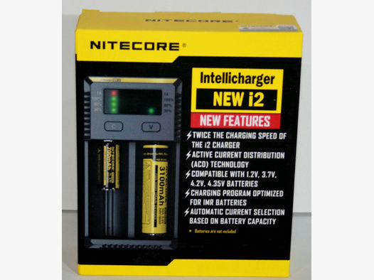 Nitecore NEW i2 Universal Charger | Akku/Batterieladegeräte | Li-Ion, Ni-MH, Ni-Cd LiFePO4|AA,CR123.