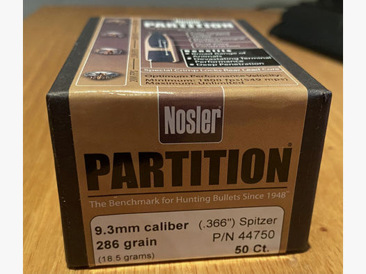 Nosler Partition .366 9,3 286 grain 50 Geschosse