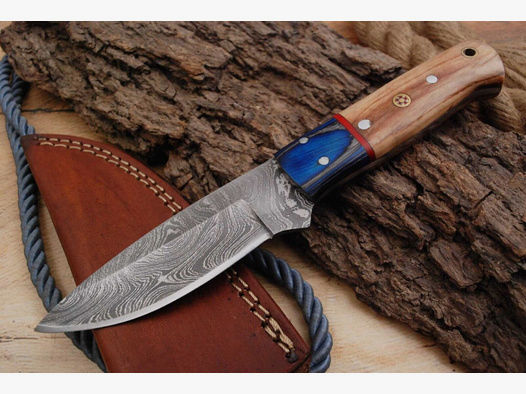 Damast Messer, sehr schönes Hand geschmiedetes Damast Jagd Messer 6084