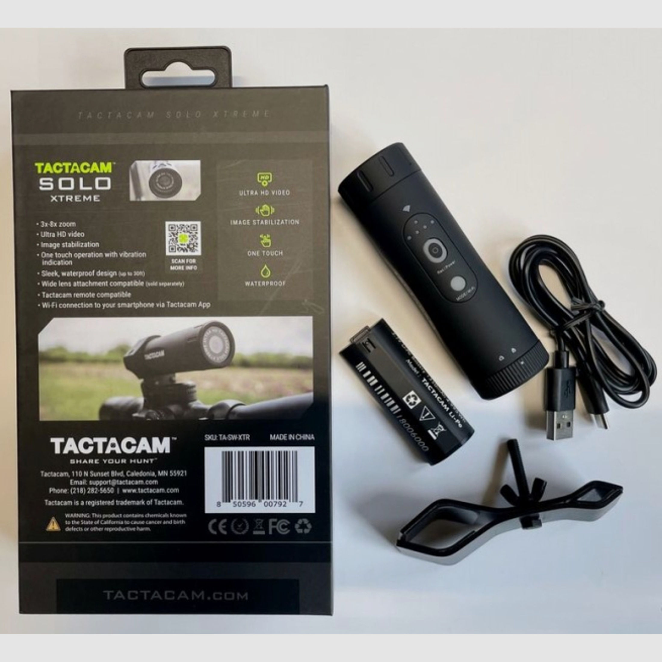 Gewehrkamera "TACTACAM SOLO EXTREME" mit 3 bis 8-fach Zoom inkl. Universalterung, WIFI