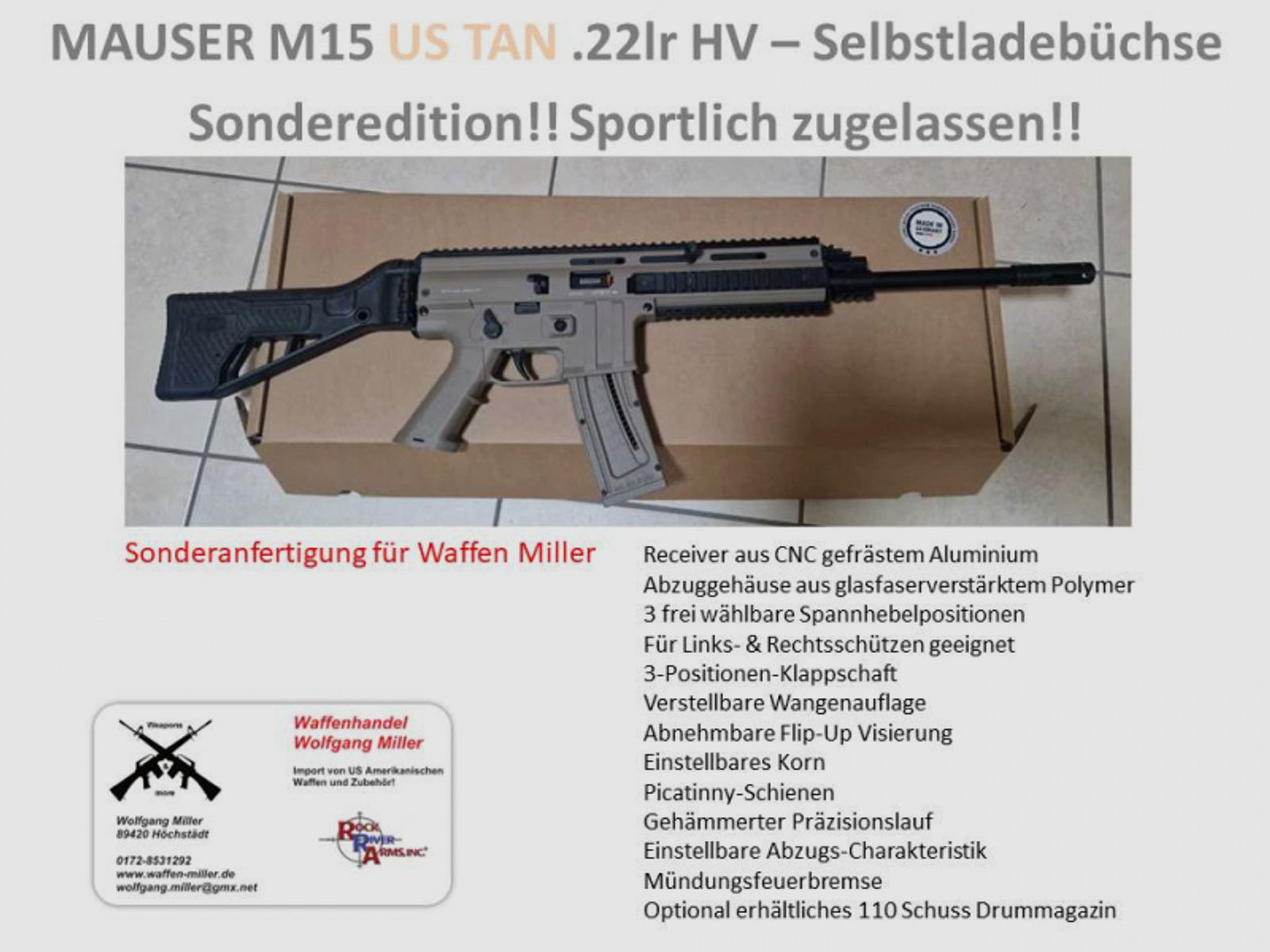 Mauser M-15 Sonderedition in US TAN .22lr