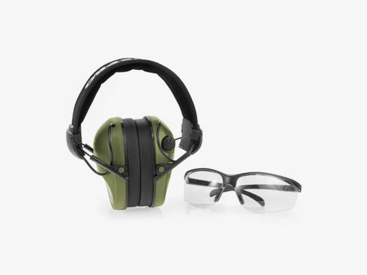 REALHUNTER ACTIVE Pro oliver Gehörschützer + Schutzbrille für Jagd, Schießsport