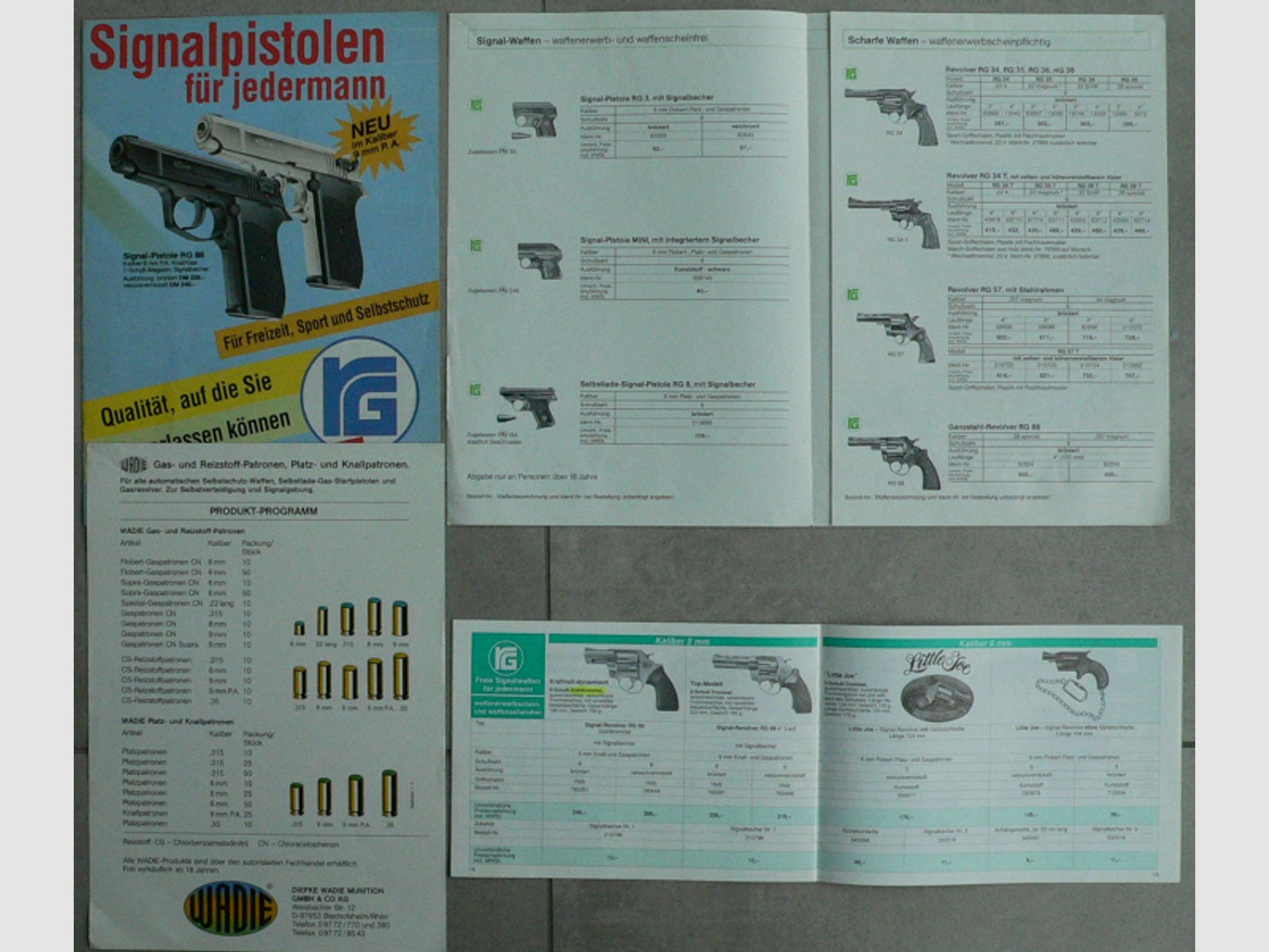 Röhm Prospekte, Signal Waffen, Pistole, Revolver, Ersatzteile, Preisliste, Konvolut.