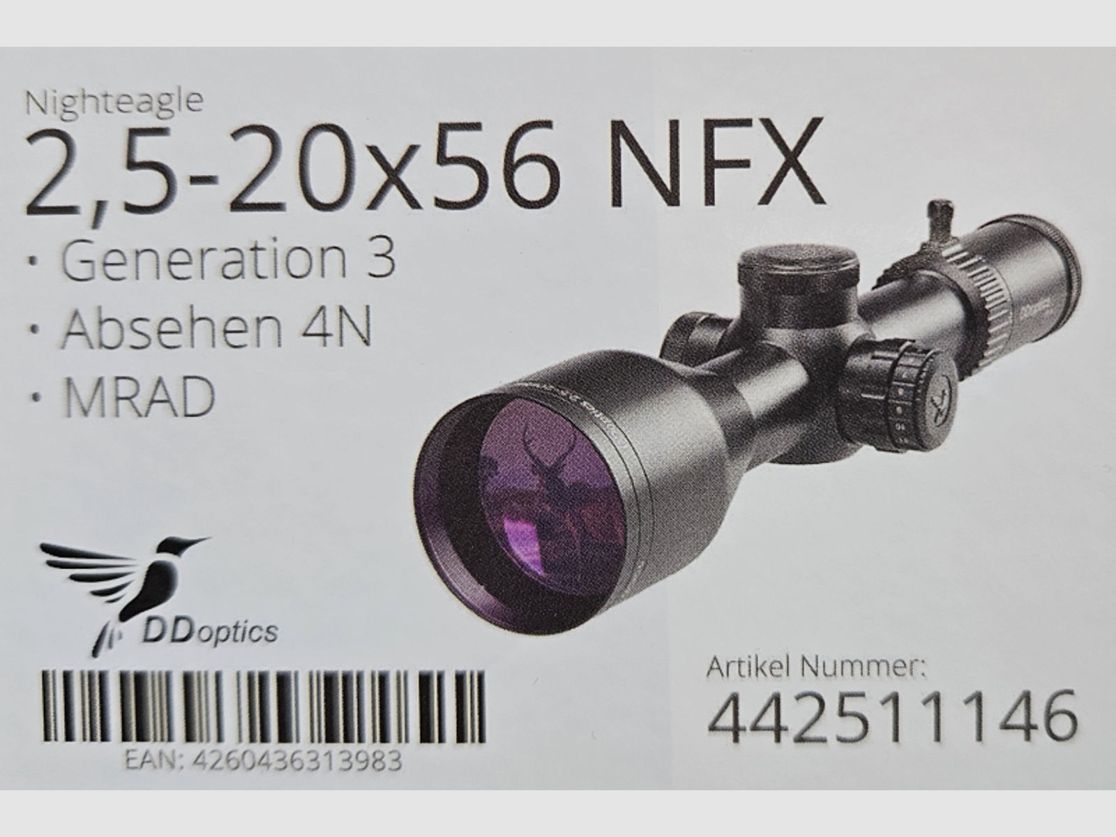 Neuware vom Fachhandel - DDoptics NFX V8 2,5-20x56 A4N Supershort - Neuheit!!!