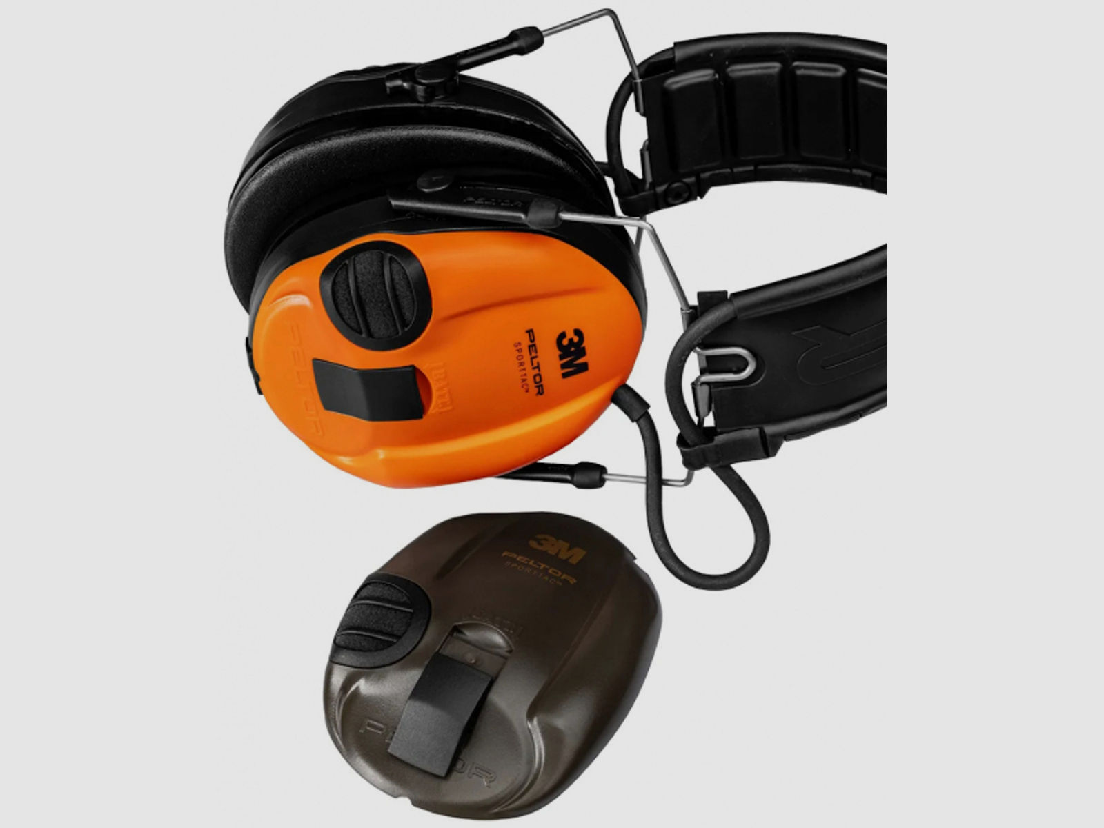 3M Peltor SporTac Kapselgehörschützer - Taktischer Gehörschutz - grün mit orangen Wechselkapseln