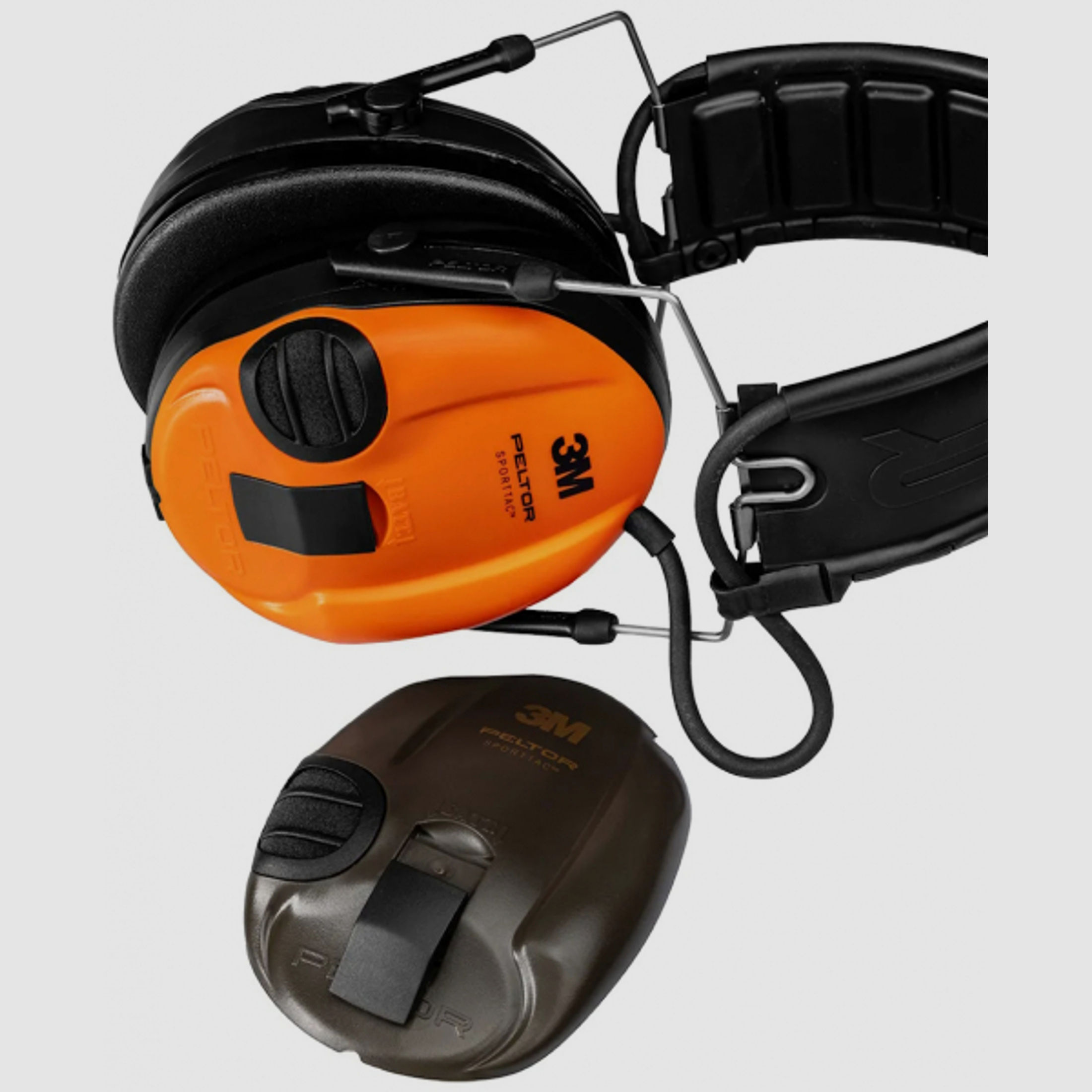 3M Peltor SporTac Kapselgehörschützer - Taktischer Gehörschutz - grün mit orangen Wechselkapseln