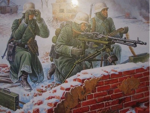 Blechschild MG Trupp in Stellung Winter mit MG 34