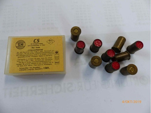 GAS CS-Patronen Kal. 9mm K./380 K. vom Qualitätshersteller SM RWS 1 Packung mit 10 Patronen