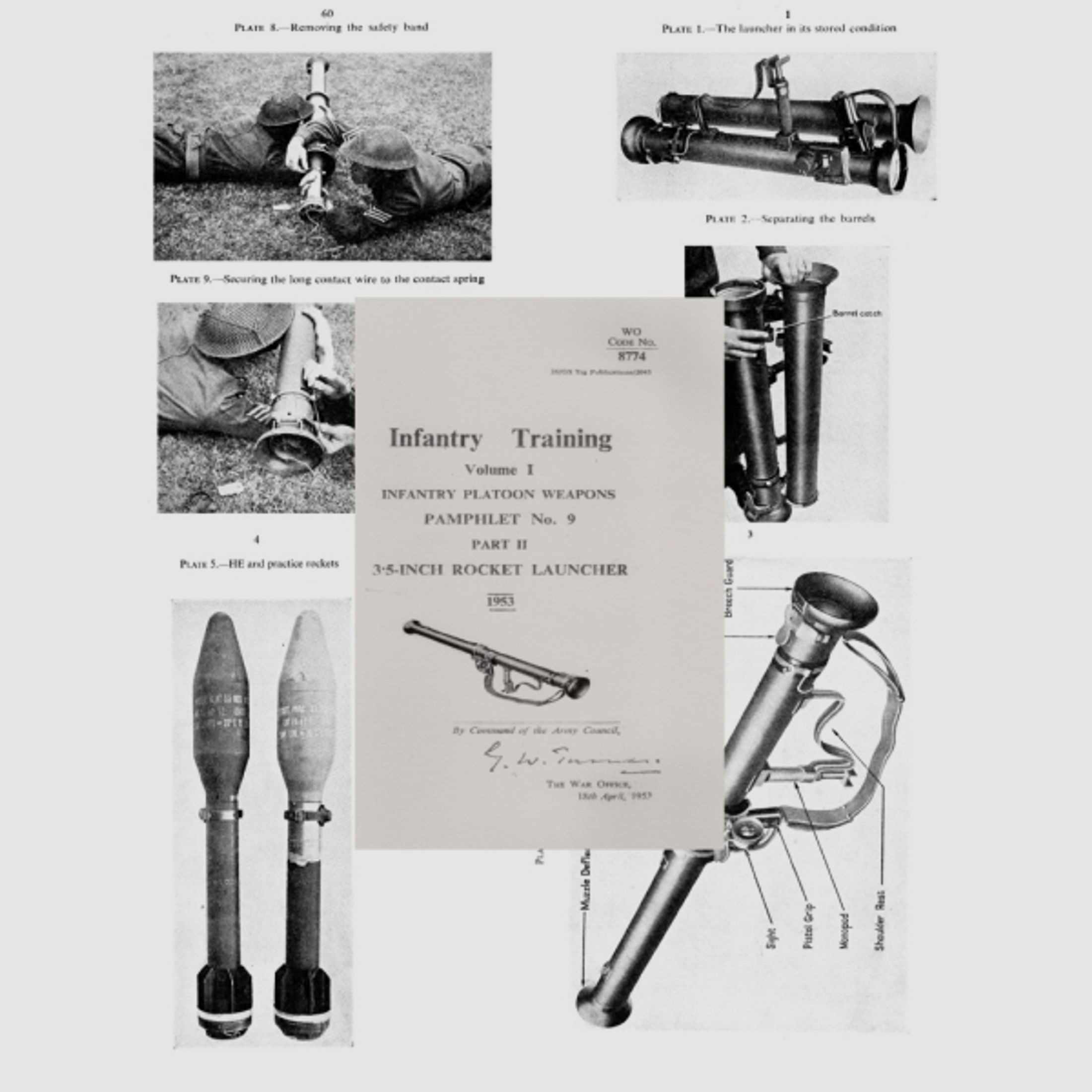 Nachdruck englische Ausbildungs-Vorschrift 3,5 Inch Raketenwerfer BAZOOKA von 1953